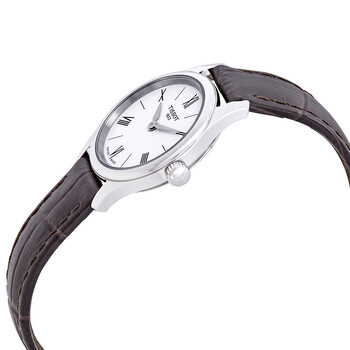 Tradition 5.5 White Dial Brown Leather Ladies Watch T063.009.16.018.00