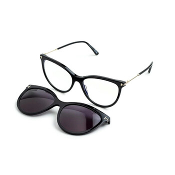 Blue Light Block with Smoke Clip On Cat Eye Ladies Eyeglasses FT5994-B 001 56