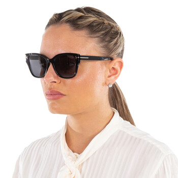 Elsa Polarized Smoke Butterfly Ladies Sunglasses FT1108 01D 55