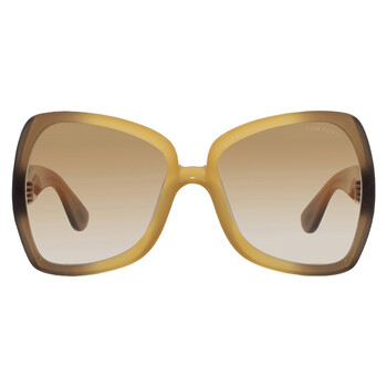 Tom Ford JERRY Brown Gradient Irregular Ladies Sunglasses FT1222