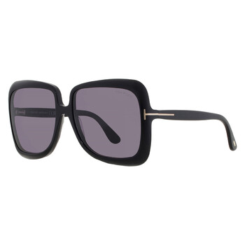 Tom Ford Melody FT1090 01A Geometric Sunglasses - Shiny Black/Smoke Tom Ford Melody Smoke Oval Ladies Sunglasses FT1090 01A 59  main image 4