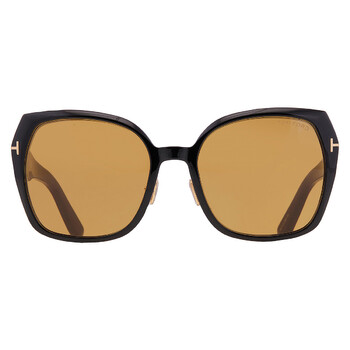 Tom Ford Ren Smoke Square Ladies Sunglasses FT1155 01A 60  display picture 2