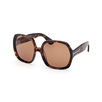 Tom Ford Melody Brown Mirror Oval Ladies Sunglasses FT1090 