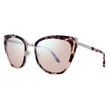 Simona Champagne Silver Flash Butterfly Ladies Sunglasses FT0717 55G 57