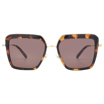 Tory Burch Light Brown Mirrored Gold Square Ladies Sunglasses 