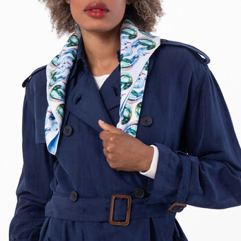 Glass Swan Print Silk Scarf 167417-100