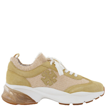 Tory Burch Good Luck Mohair Sneakers, Size 9 148597-250  Tory Burch Good Luck Mohair Trainer Sneakers Cozy Preppy Beige Yellow 9 main image 0