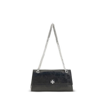 Tory Burch Black Leather Kira Turnlock Shoulder Bag 167058 001