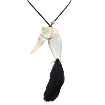 Natural Feather Bird Pendant Necklace
