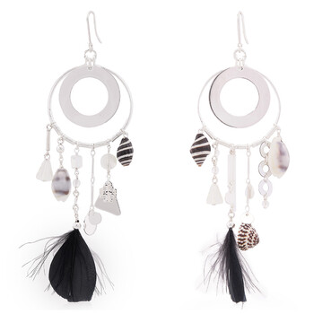Natural Feather Galaxy Hoop Earring