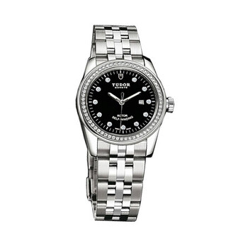 Glamour Automatic Diamond Black Dial Ladies Watch 53020-0007