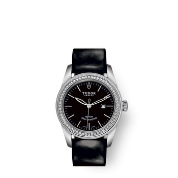 Glamour Date Automatic Diamond Black Dial Ladies Watch 53020-0047