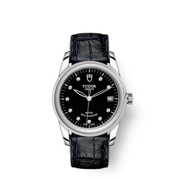 Glamour Date Automatic Diamond Black Dial Watch 55000-0013