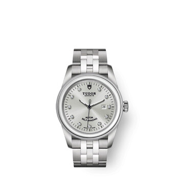 Glamour Date Automatic Diamond Silver Dial Ladies Watch 53000-0003