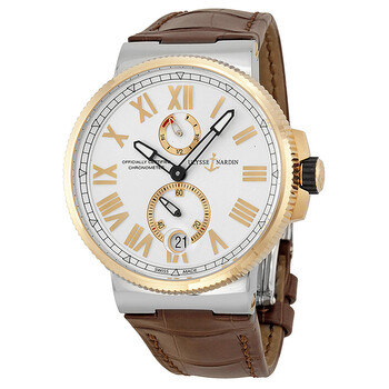 Marine Chronometer Silver Dial Brown Leather Men's Watch 1185-122-41