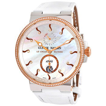 Maxi Marine Mother of Pearl Diamond Dial Automatic Ladies 18kt Rose Gold Watch 265-66B/991