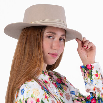 India Wool Felt Fedora Hat In Ivory