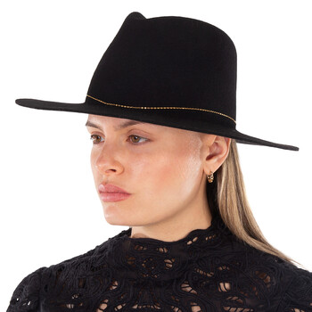 Ladies Black Basile Bead Embellished Hat