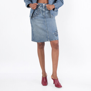 Barocco A-Line Midi Denim Skirt