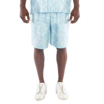 Barocco Print Silk Shorts 1002476_1A09582-PALE BLUE