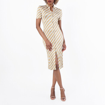 Chain Stripes Midi Shirt Dress 1018503-1A13547-BONE+GOLD