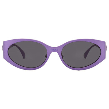 Versace Light Grey Mirrored Black Oval Ladies Sunglasses VE2263