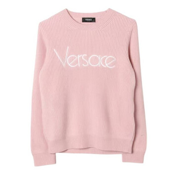 Versace Girls 80s Embroidered Wool Sweater 1015958-1A09518-1PT20