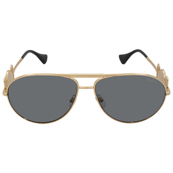 Versace Polarized Grey Mirror Silver Pilot Unisex Sunglasses  display picture 2