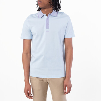 Greca Collar Cotton Polo Shirt 1013906-1A11278-95 PASTEL BLUE