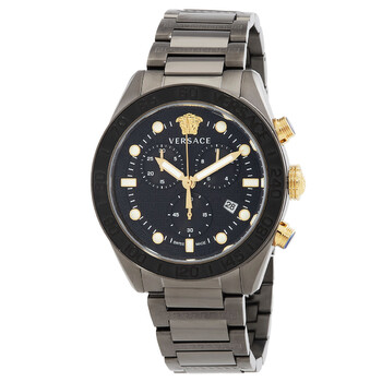 Greca Dome Chronograph Quartz Black Dial Men's Watch VE6K00623