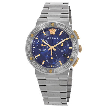 Greca Logo Chronograph Quartz Blue Dial Men's Watch VEZ900221