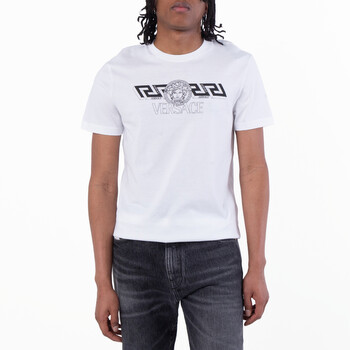 VERSACE メデューサ クロップド丈 Tシャツ Versace Medusa Embroidered Cotton T Shirt, Size Large 1008481