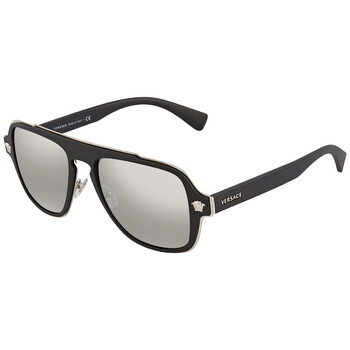 LIght Grey Silver Mirror Navigator Unisex Sunglasses VE2199 10006G 56