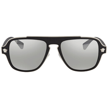 LIght Grey Silver Mirror Navigator Unisex Sunglasses VE2199 10006G 56