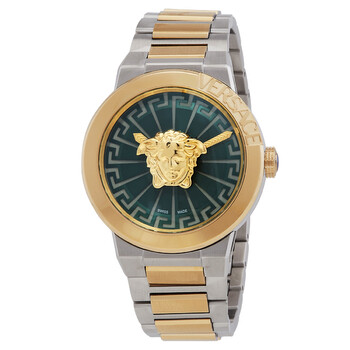 Versace Virtus Quartz Green Dial Two Tone Steel Strap Watch For Women - VET300821