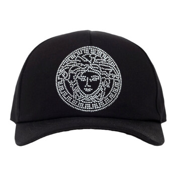 Versace Men's Black / Silver Studded Medusa Baseball Cap, Size 59
