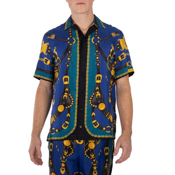 Versace Men's Medusa Saddle Print Silk Shirt, Brand Size 36 (Neck