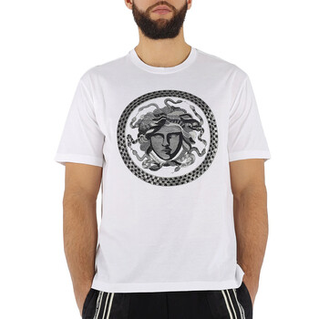 Versace Men's T-Shirt White W Medusa Embroid, Brand Size Medium