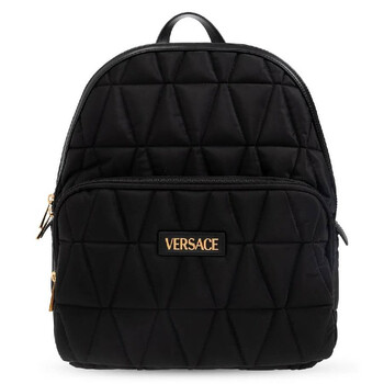 Quilted Nylon Backpack 1018355-1A13686-BLACK-VERSACE GOLD Quilted Nylon Backpack 1018355-1A13686-BLACK-VERSACE GOLD