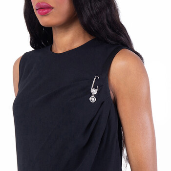 Safety Pin Satin Shirt Midi Dress