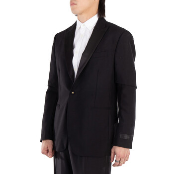 Satin-Trim Single-Breasted Blazer