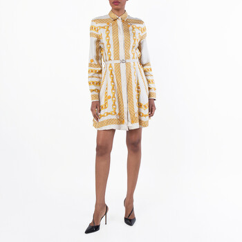 Treasure Silk Mini Shirt Dress 1018933-1A13638-BONE+GOLD