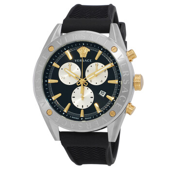 Versace V Extreme Chronograph Blue & Gold Tone Dial Blue Rubber Strap Watch for Men - VCN010017