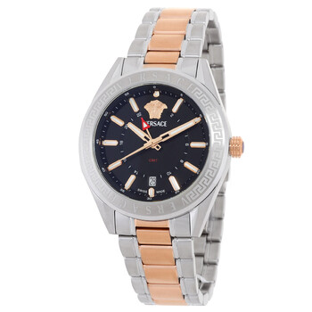 Versace V-Code GMT Quartz Blue Dial Men's Watch VEAFA0424