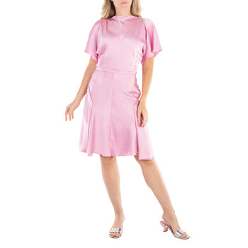 ワンピース Burberry Emily Tie-Waist Silk Shirtdress BURBERRY Ladies Mineral Blue Emily Tie-Waist Silk-Satin