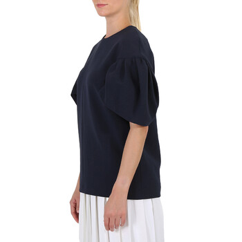 Ladies Knit Tops Navy Tuck Sleeve Top, Brand