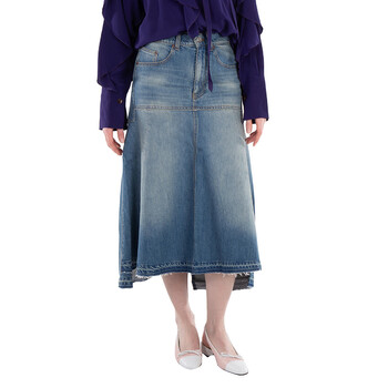 Marni Bleached Coated Denim Midi Skirt, Brand Size 36 ( US