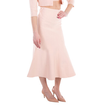 Peach Fitted Flared Skirt
