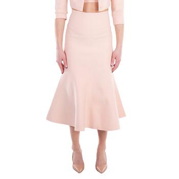Peach Fitted Flared Skirt