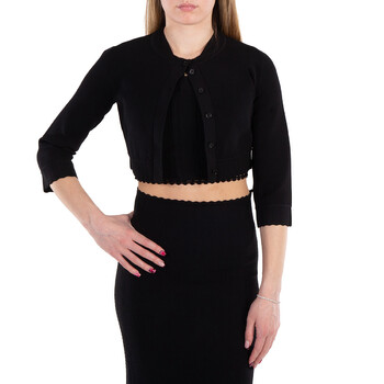 Pointelle Cropped Cardigan 1323KJU004921A-BLACK